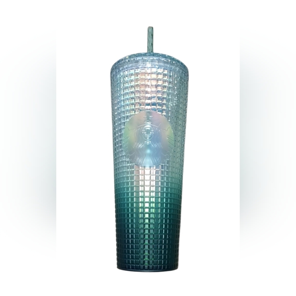 Starbucks 2023 St Patrick's Jade Green Ombre Grid Studded Venti Tumbler 24oz Cup